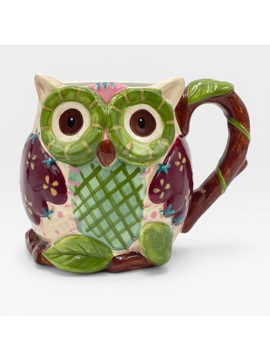 Pier 1 Other - Pier 1 Owl Mug 24oz Vintage Handpainted